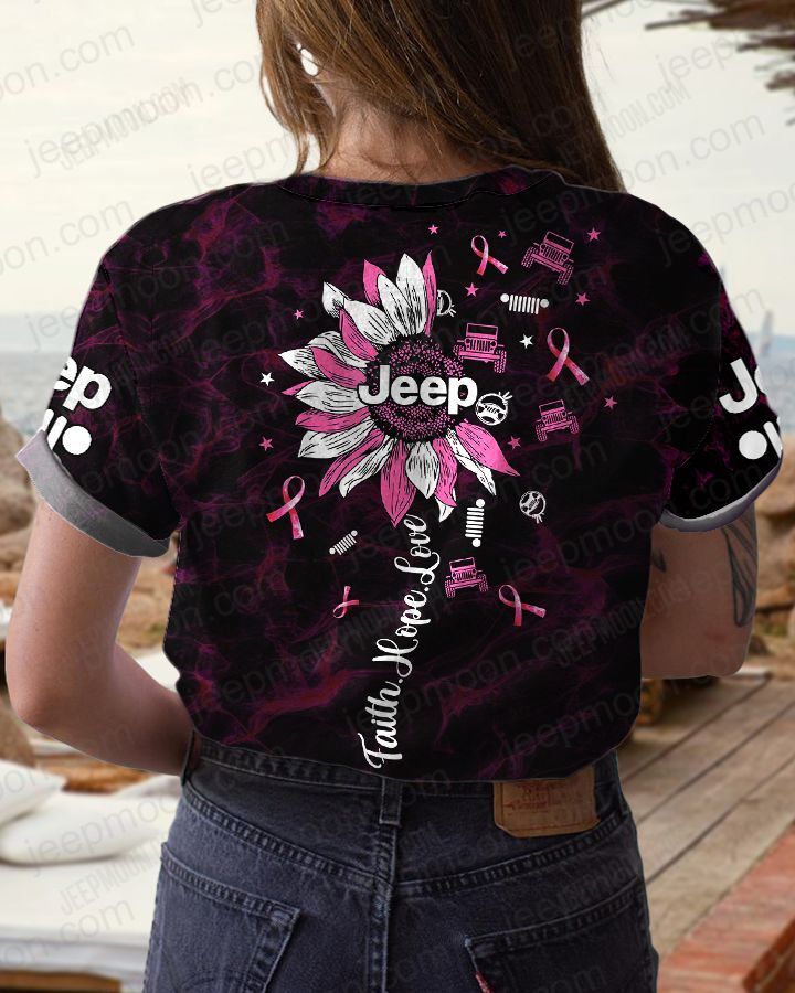 Women Shirt Pink Flower Ribbon Shirt Full Print, Breast Cancer Awareness Shirt, Flower Pink Ribbon Shirt