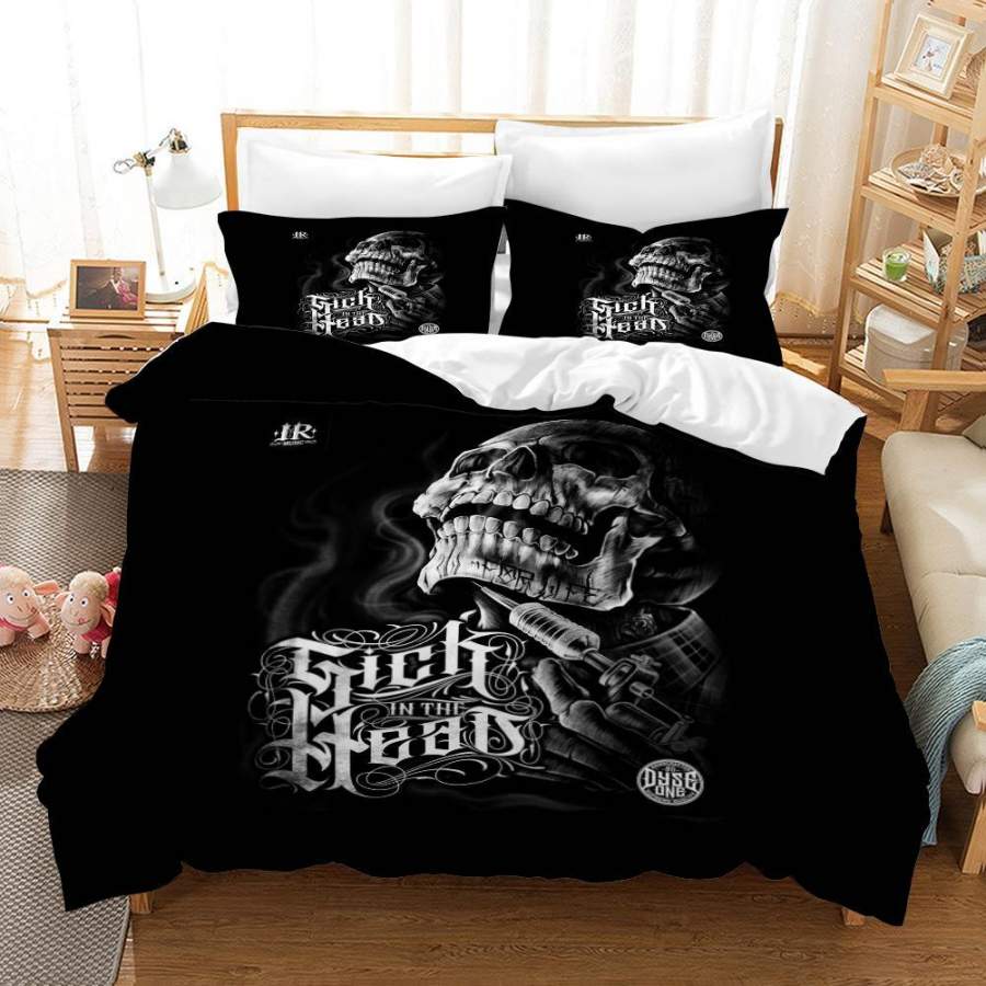 3D Black Skull Quilt Cover Set Bedding Set Pillowcases 141