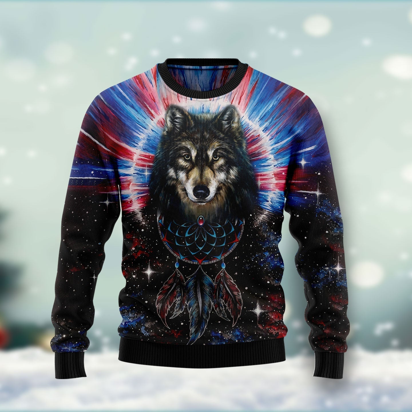 Wolf Dream Catcher Christmas Ugly Sweater