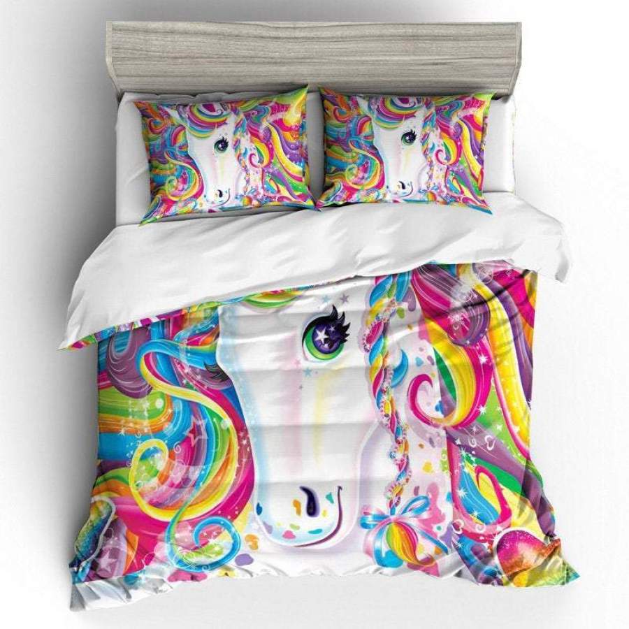 3D Cartoon Kids Rainbow Unicorn  Quilt Cover Set Bedding Set Pillowcases