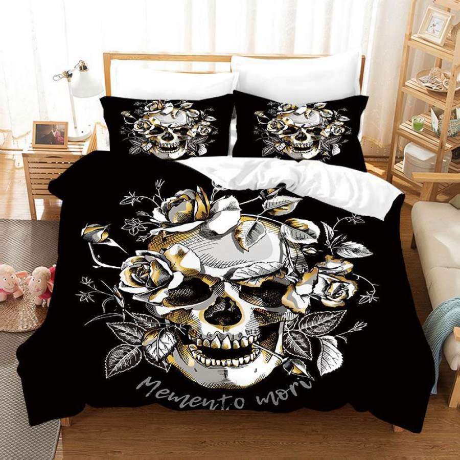 3D  Watercolor Skeleton Black Withered  Quilt Cover Set Bedding Set Duvet Cover Pillowcases  D12  ZY