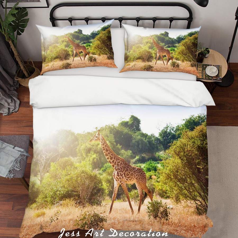 3D Animal Giraffe Shrub Quilt Cover Set Bedding Set Pillowcases SF50