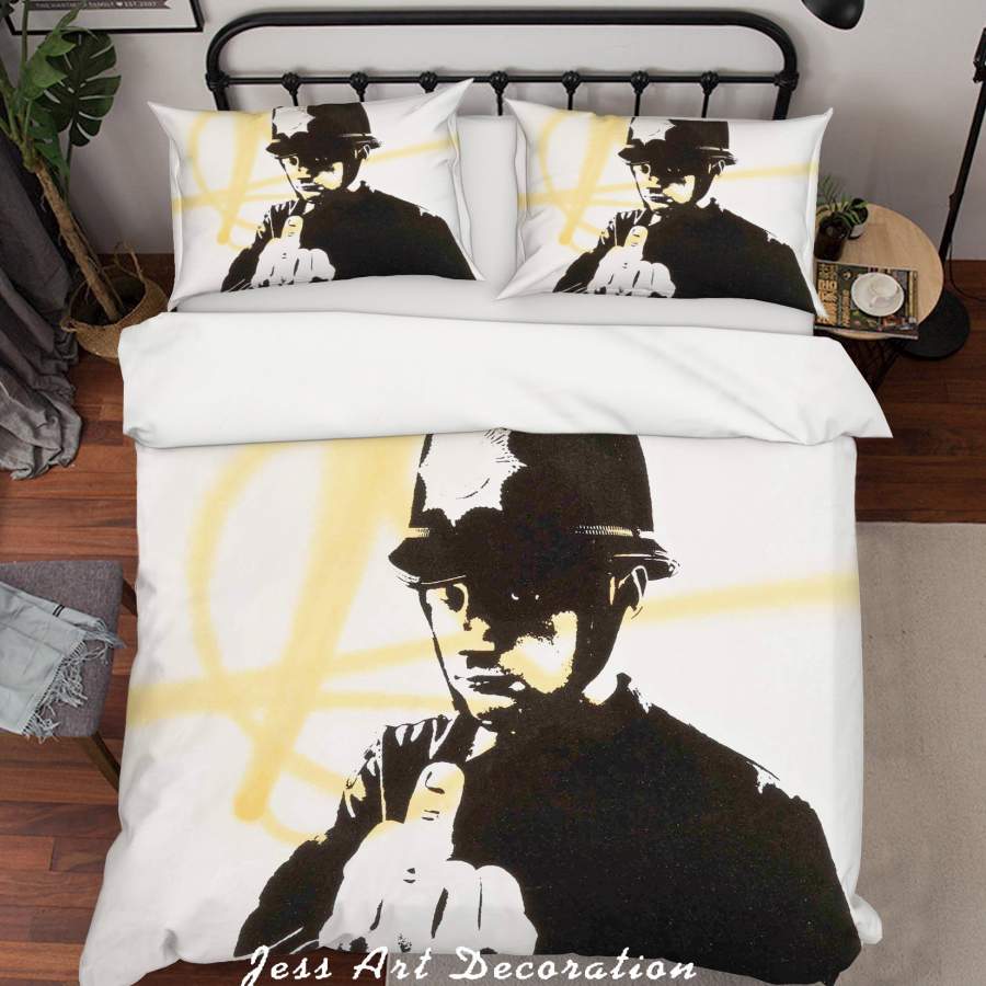 3D Banksy Soldier Black White Quilt Cover Set Bedding Set Duvet Cover Pillowcases  ZY D73