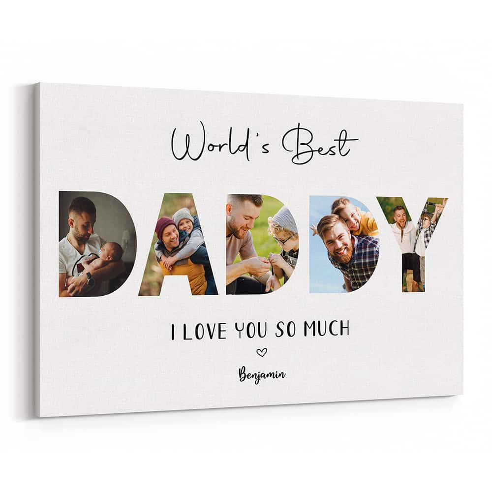 World’S Best Daddy Custom Photo Collage Canvas Print