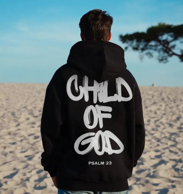 100% Cotton Child Of God Print Hoodie Classic Menswear Sweatshirt Love Stretch