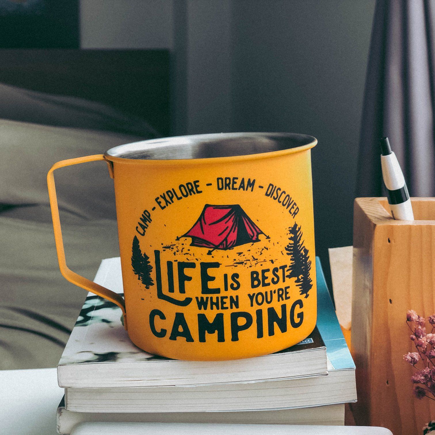 Yellow Life Is Best When You Are Camping Mug Best Campfire Travel Mugs 2021