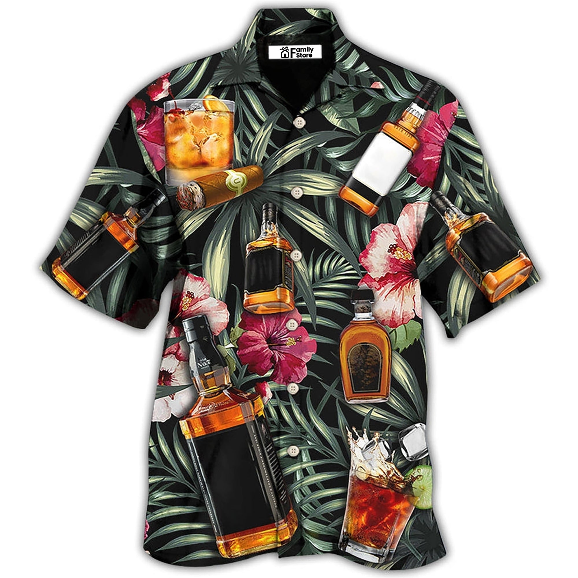 Wine Bourbon Tropical Leaf – Hawaiian Shirt