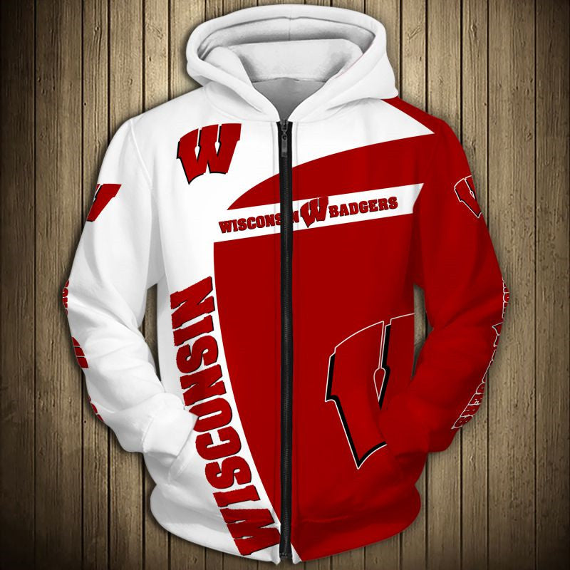 Wisconsin Badgers Zip Up Hoodie 3D