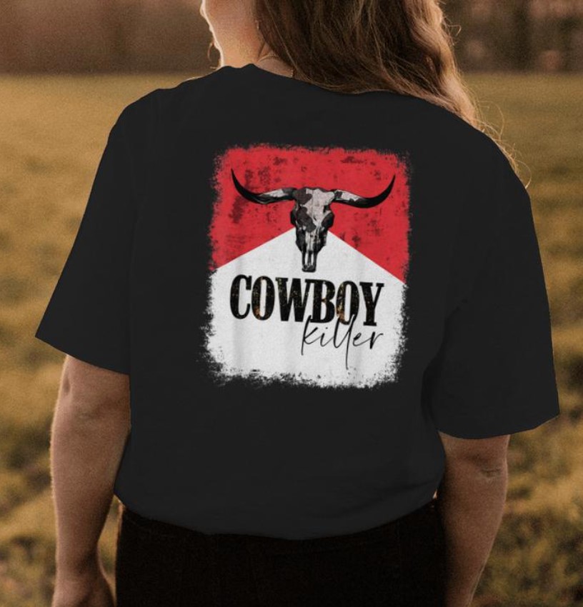 Western Bull Skull Cowboy Killer Cowgirl Tee Shirt Outfit, Shirt Outfit Idea