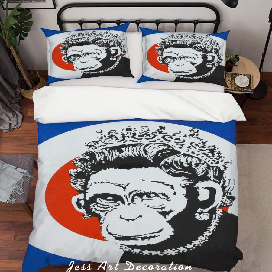 3D Banksy Monkey Queen Color Ring Quilt Cover Set Bedding Set Duvet Cover Pillowcases  ZY D43