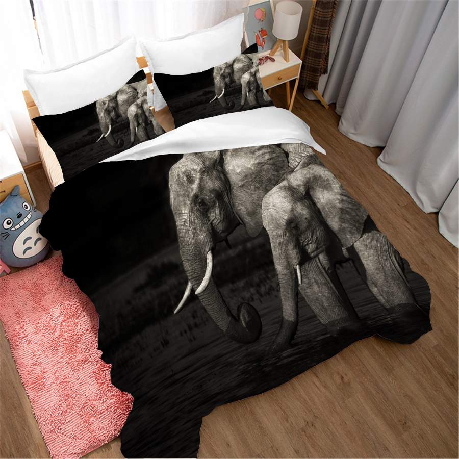 3D Black Elephant Quilt Cover Set Bedding Set Duvet Cover Pillowcases SF207