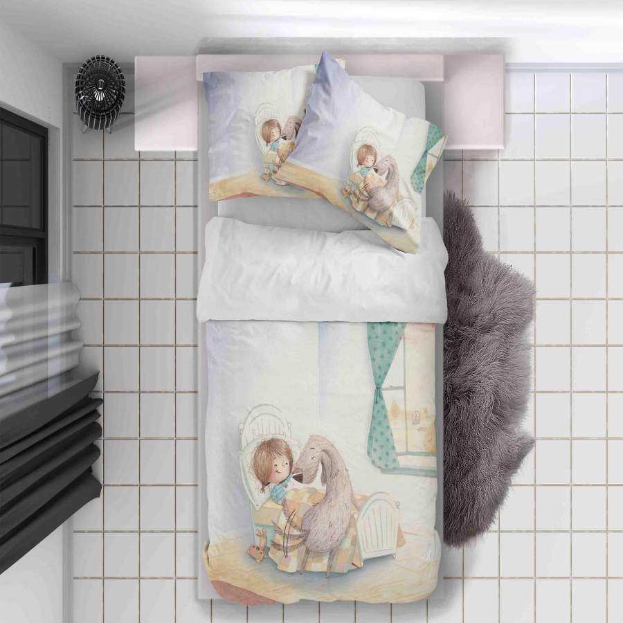 3D Bedroom Girl Dog Cartoon Quilt Cover Set Bedding Set Duvet Cover Pillowcases SF068