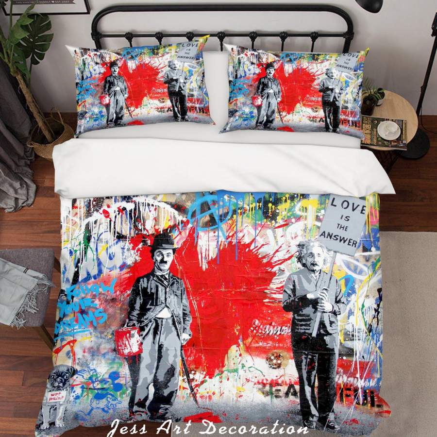 3D  Juxtapose Red Heart Graffiti Quilt Cover Set Bedding Set Duvet Cover Pillowcases  ZY D90