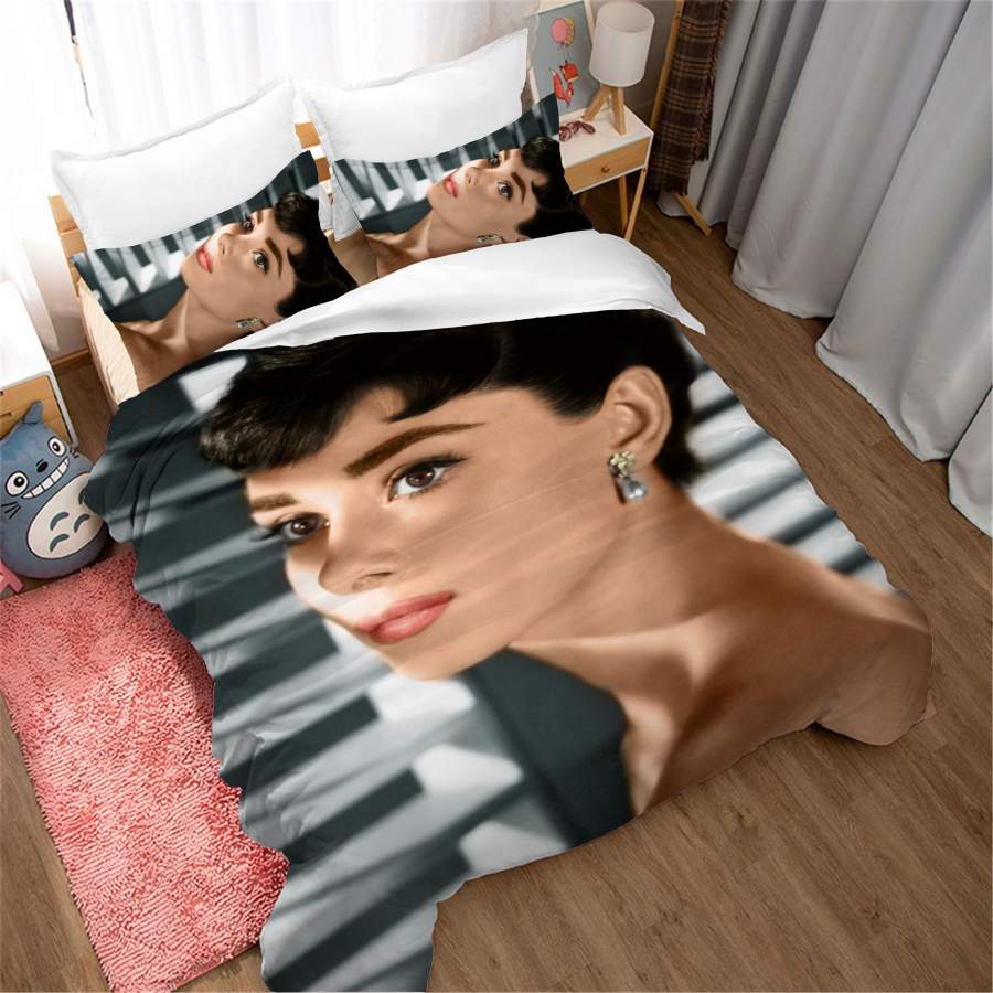 3D Audrey Hepburn Quilt Cover Set Bedding Set Duvet Cover Pillowcases SF30