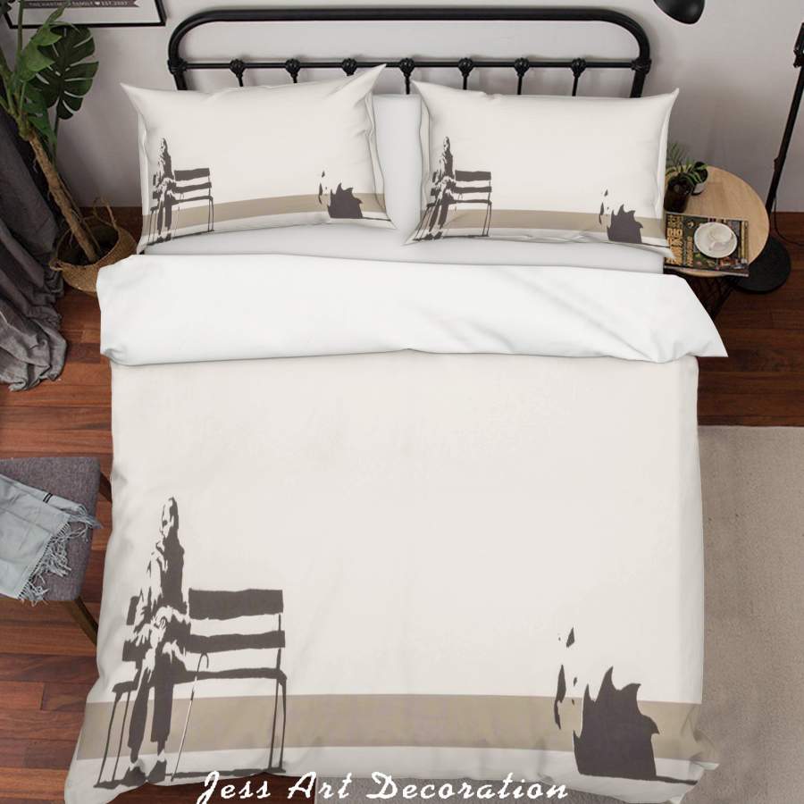 3D Banksy Weston Super Mare Light Yellow Quilt Cover Set Bedding Set Duvet Cover Pillowcases  ZY D67