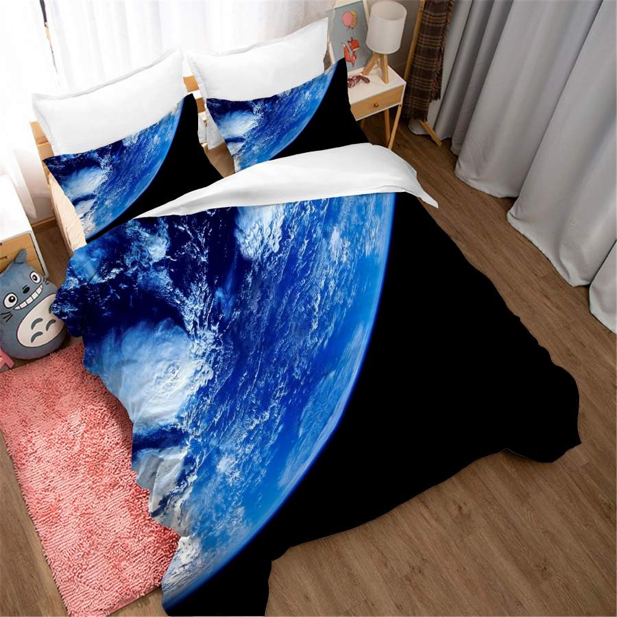 3D Black Blue Earth Quilt Cover Set Bedding Set Duvet Cover Pillowcases SF175