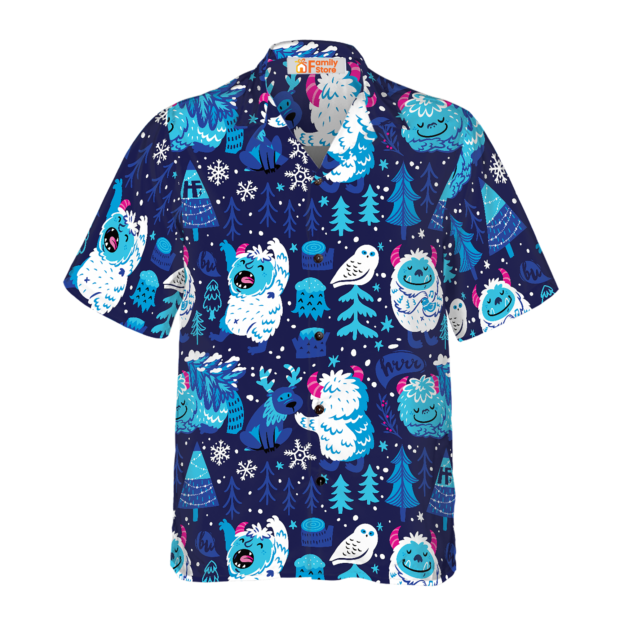 White Snow Owl And Tree Winter Forrest Bigfoot Hawaiian Shirt