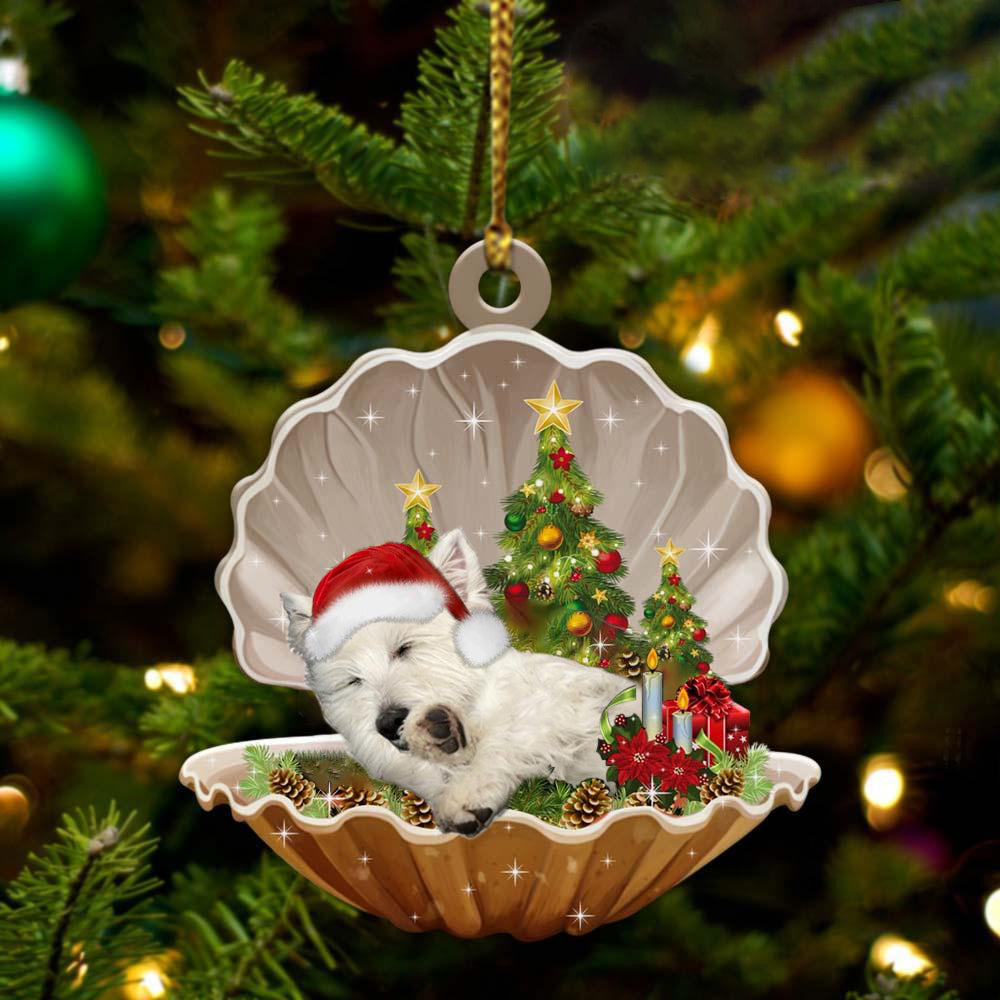 West Highland White Terrier Sleeping Pearl In Christmas Two Sided Ornament