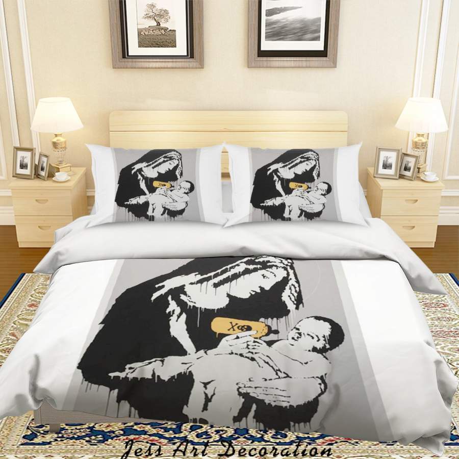 3D Banksy Toxic Mary Black White Quilt Cover Set Bedding Set Duvet Cover Pillowcases  ZY D60