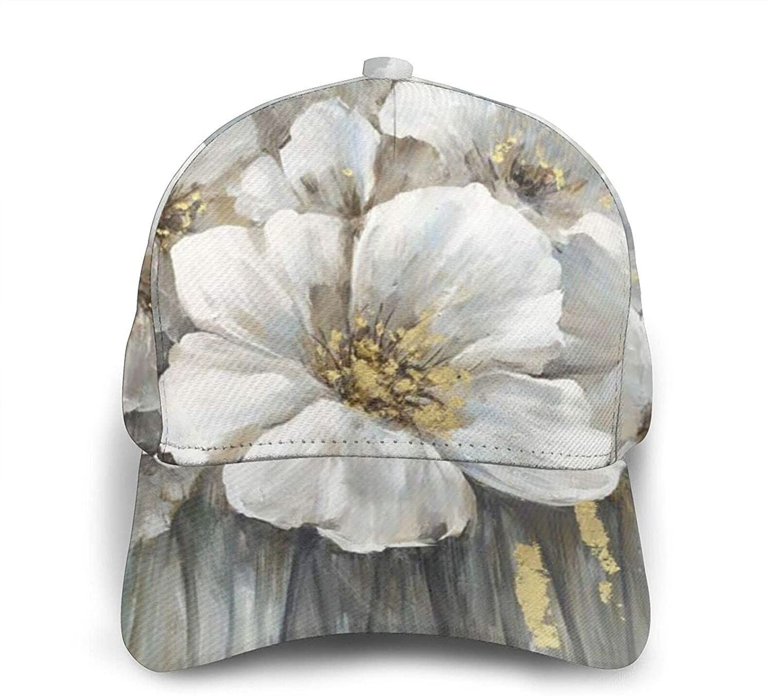 White Lily Bouquet Classic Baseball 3D Cap Adjustable Twill Sports Dad Hats For Unisex