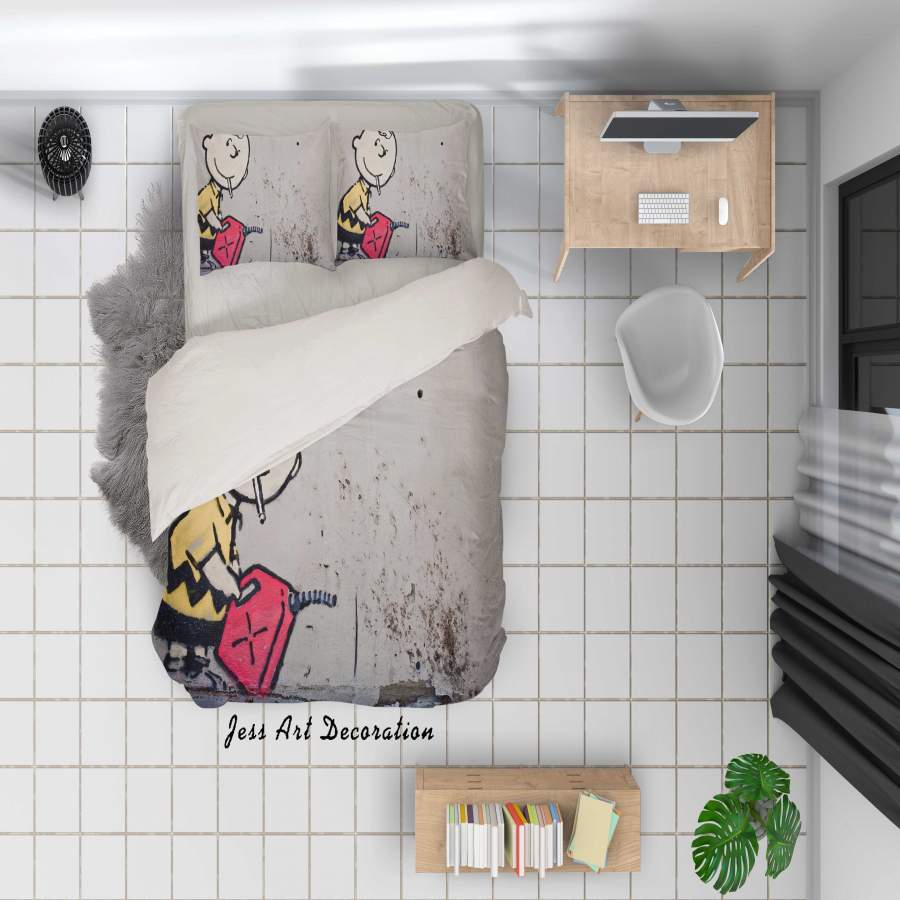 3D Banksy Mural Oil Boy Quilt Cover Set Bedding Set Duvet Cover Pillowcases  ZY D95