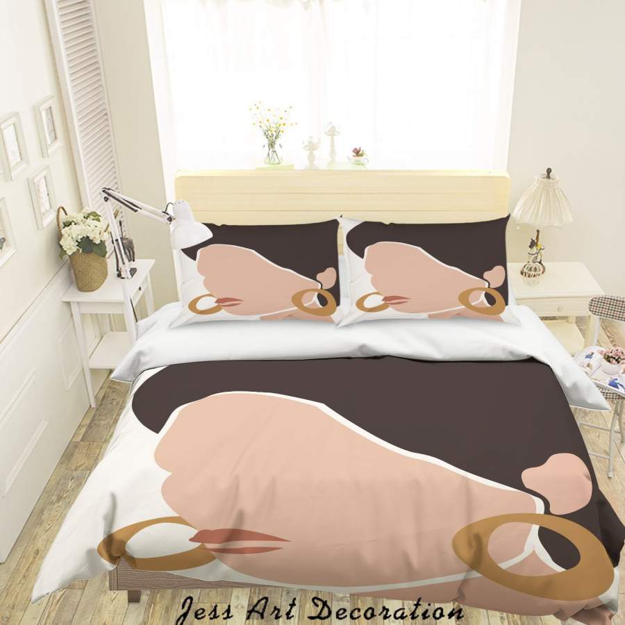 3D Beauty Woman Silhouette Quilt Cover Set Bedding Set Duvet Cover Pillowcases SF09