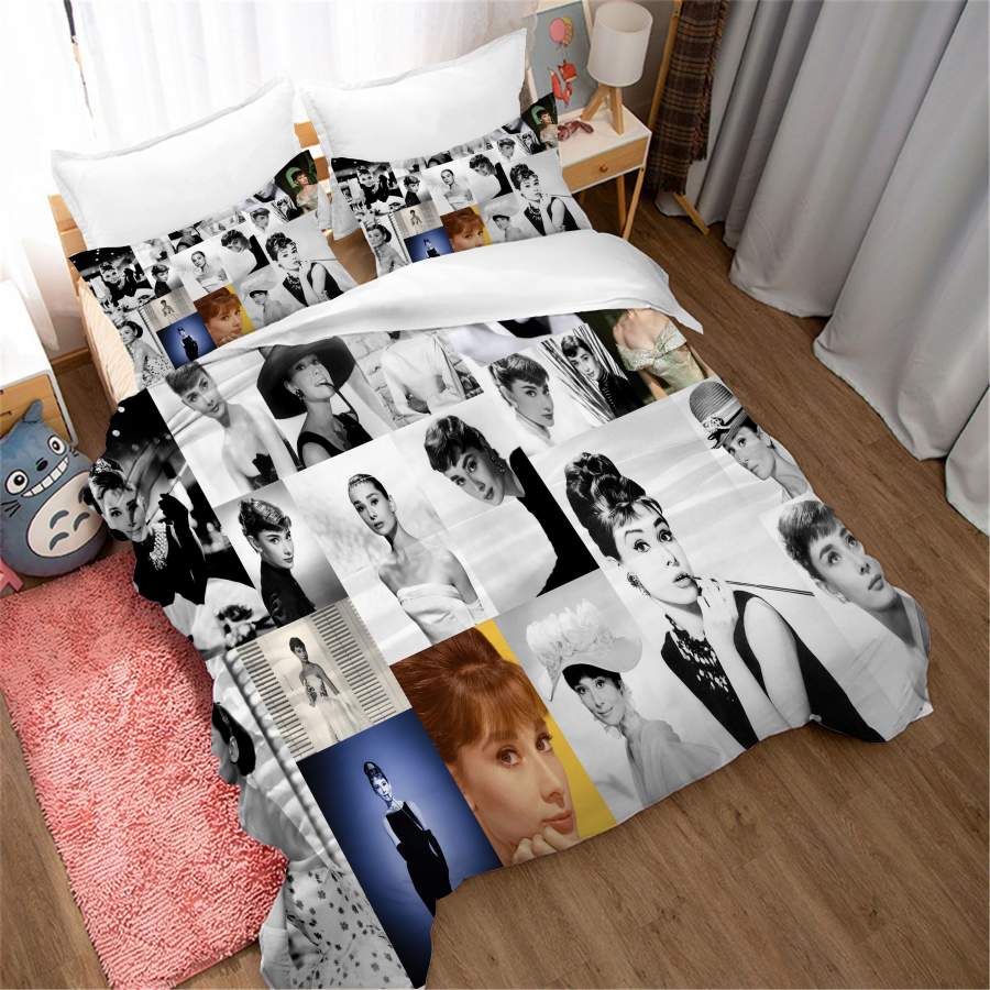 3D Audrey Hepburn Quilt Cover Set Bedding Set Duvet Cover Pillowcases SF23