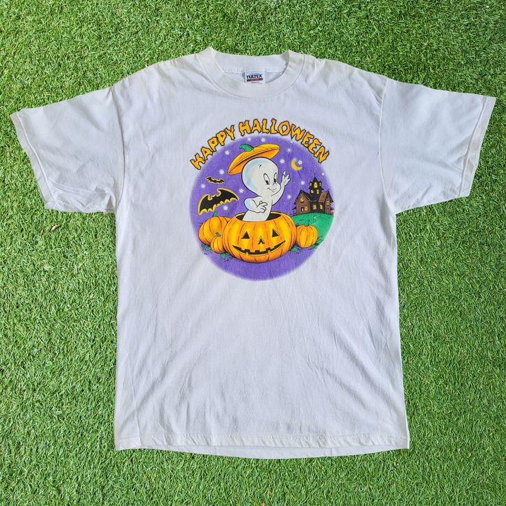 Y2K Casper Happy Halloween White T Shirt Casper The Friendly Ghost Tee, Halloween Costume Ideas, Shirt Outfit Ideas