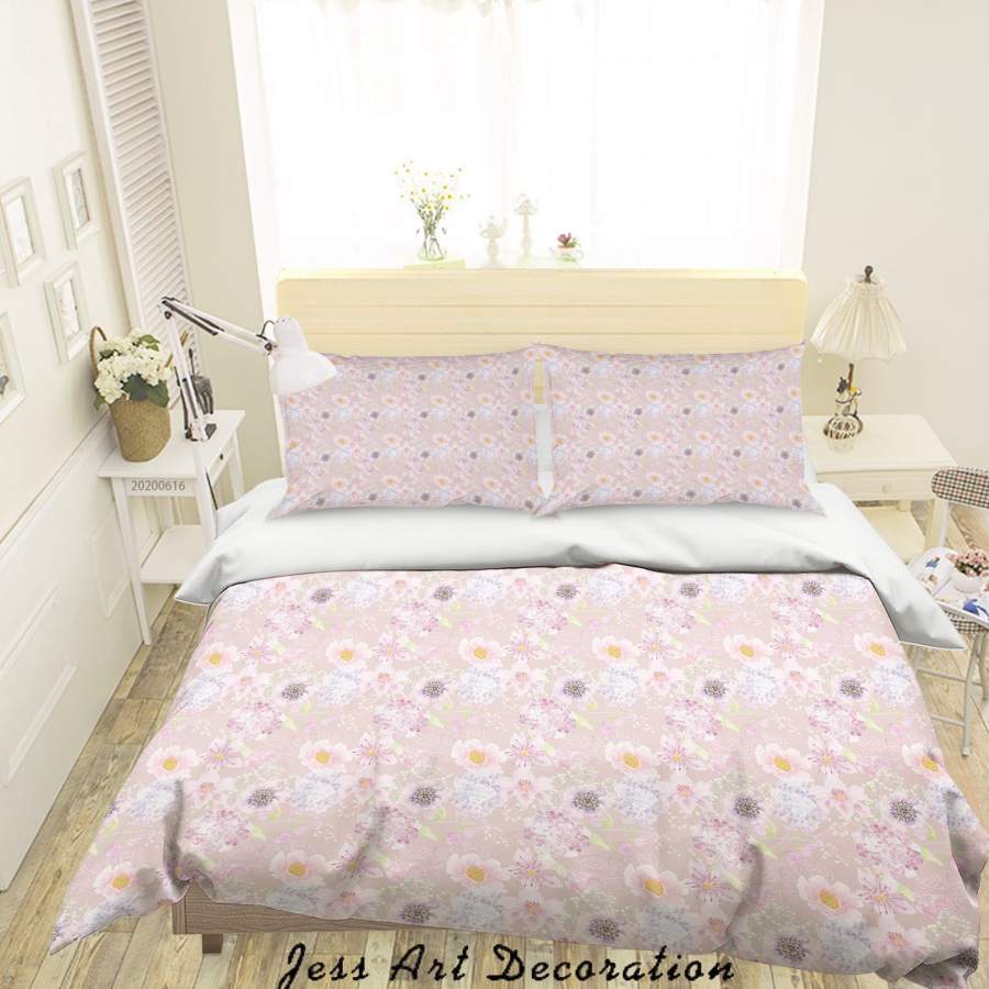 3D Pink Floral Quilt Cover Set Bedding Set Duvet Cover Pillowcases SF08