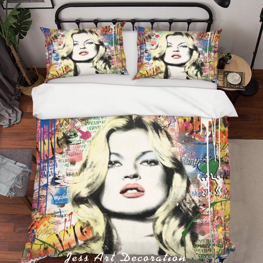 3D  Kate Moss Graceful Colorized Quilt Cover Set Bedding Set Duvet Cover Pillowcases  ZY D92