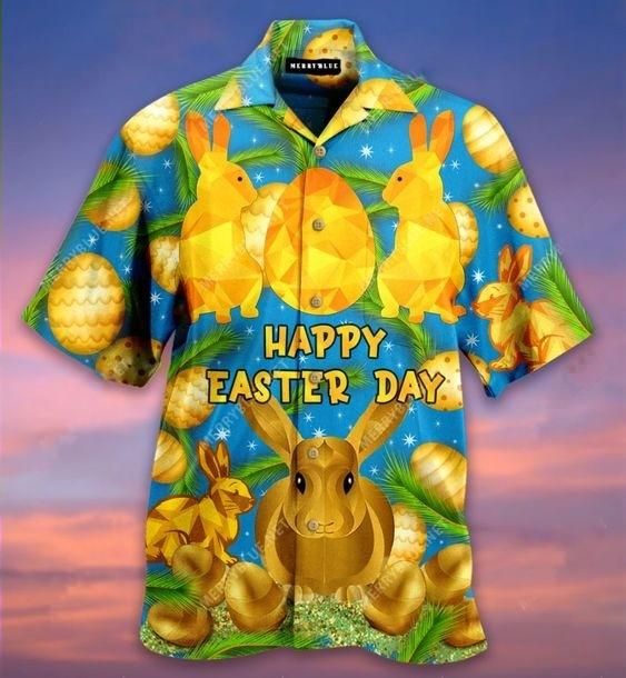 ]hawaiian Aloha Shirts Easter Golden Bunny