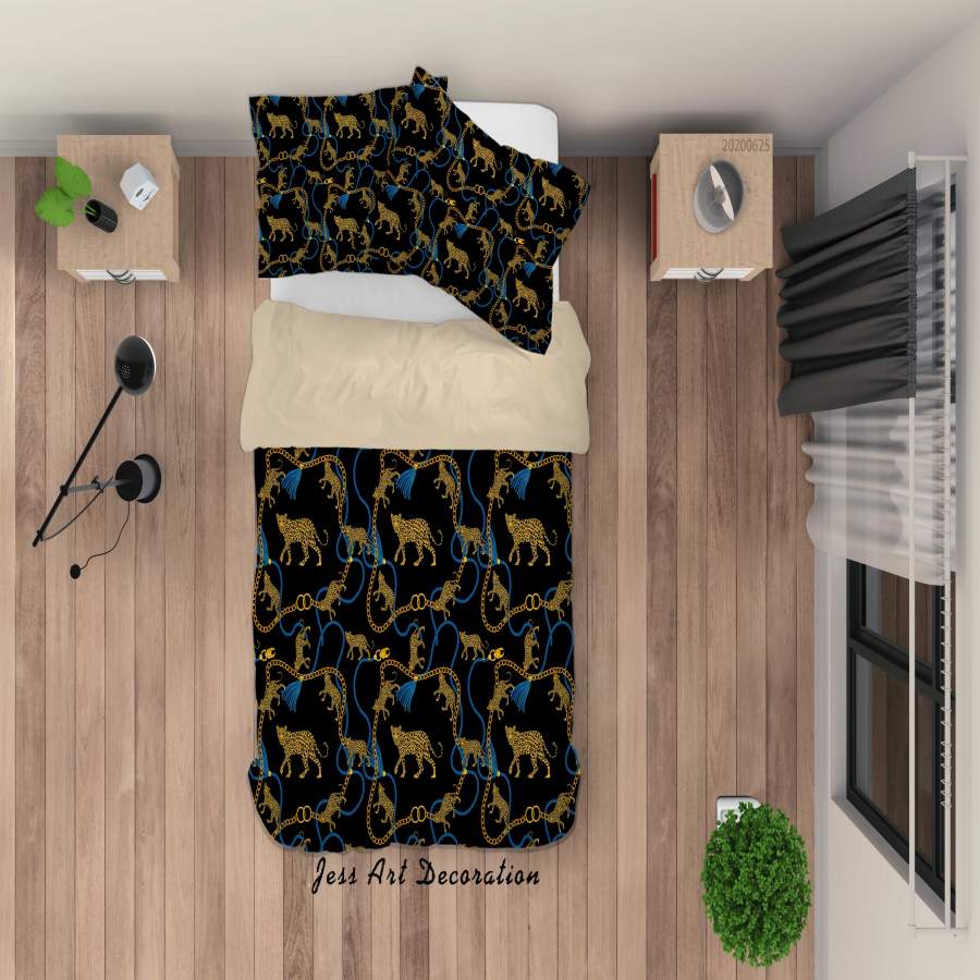 3D Black Leopard Quilt Cover Set Bedding Set Duvet Cover Pillowcases SF03