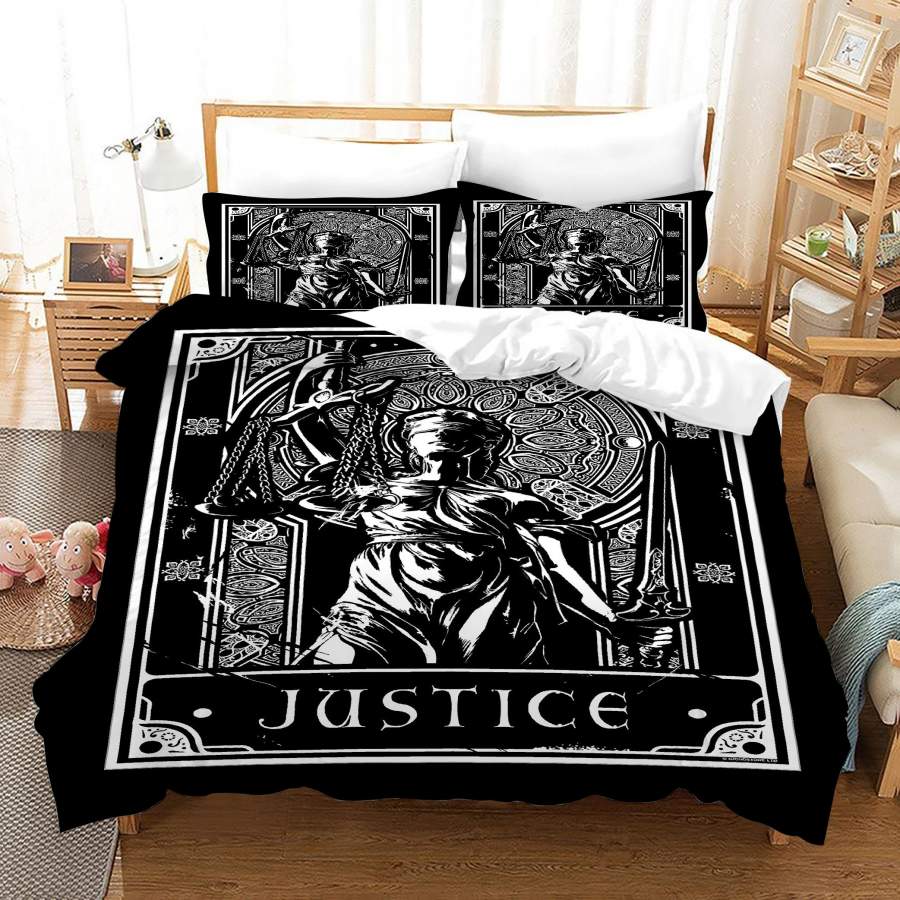 3D Black Justice Tarot Quilt Cover Set Bedding Set Duvet Cover Pillowcases SF40