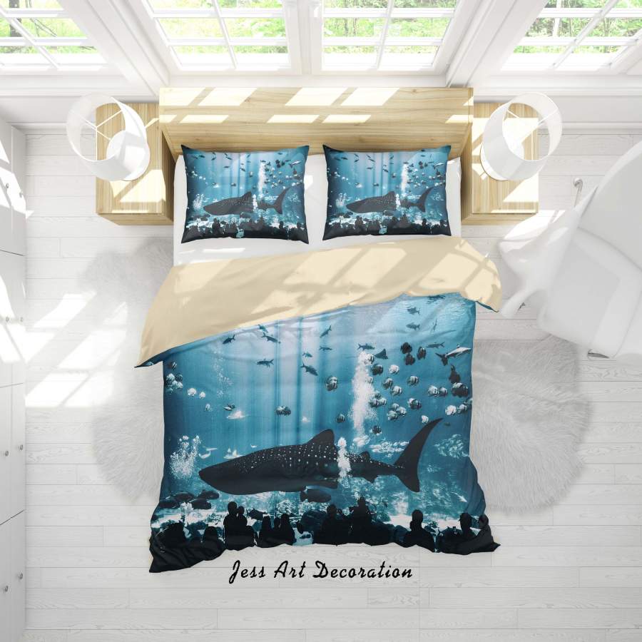 3D Aquarium Shark Quilt Cover Set Bedding Set Duvet Cover Pillowcases A109 LQH