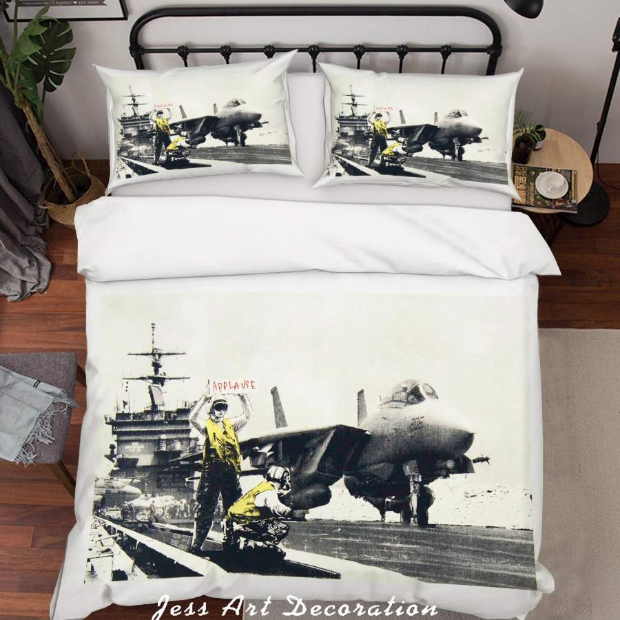 3D Banksy Mural Airplane Aircraft Carrier Figure Quilt Cover Set Bedding Set Duvet Cover Pillowcases  ZY D113