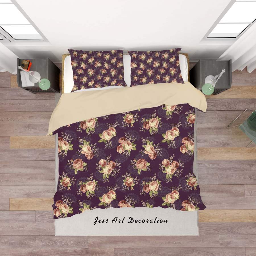 3D Black Flowers Quilt Cover Set Bedding Set Duvet Cover Pillowcases SF144