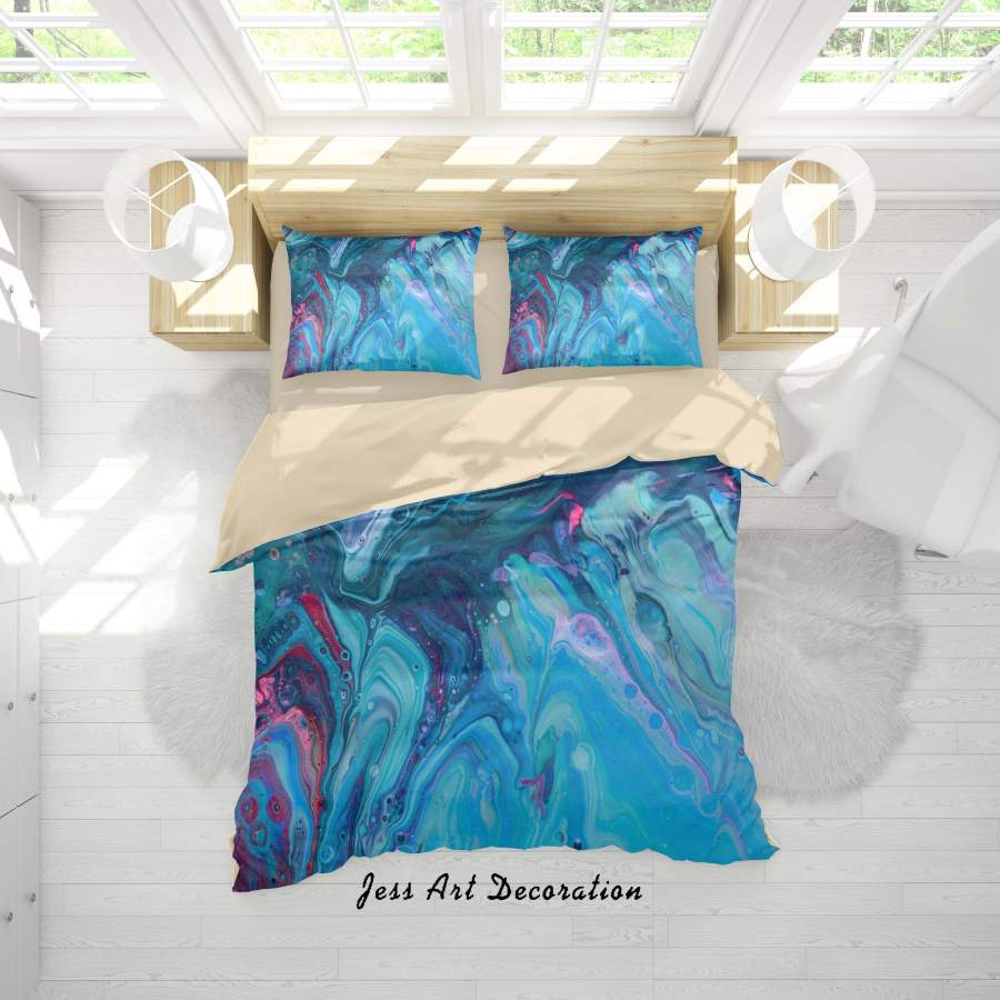 3D Abstract Blue Painting Quilt Cover Set Bedding Set Duvet Cover Pillowcases A385 LQH