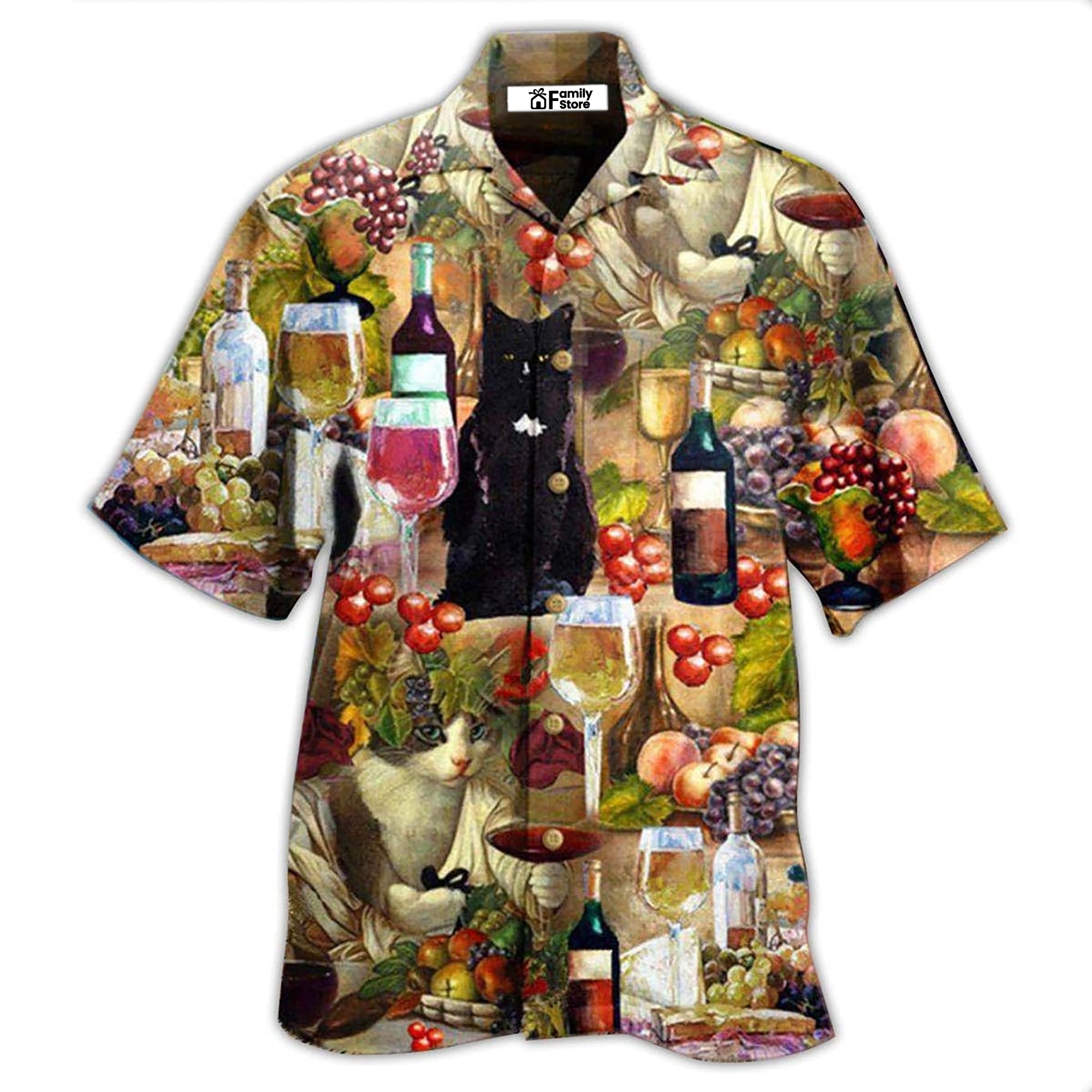 Wine Drinking Wine Feeling Fine Cats – Hawaiian Shirt