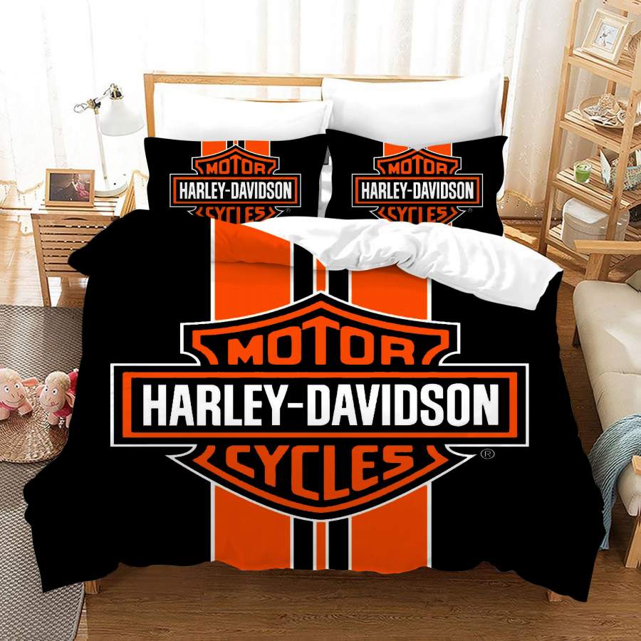 3D Black Red Harley-Davidson Motorcycle Quilt Cover Set Bedding Set Duvet Cover Pillowcases SF81