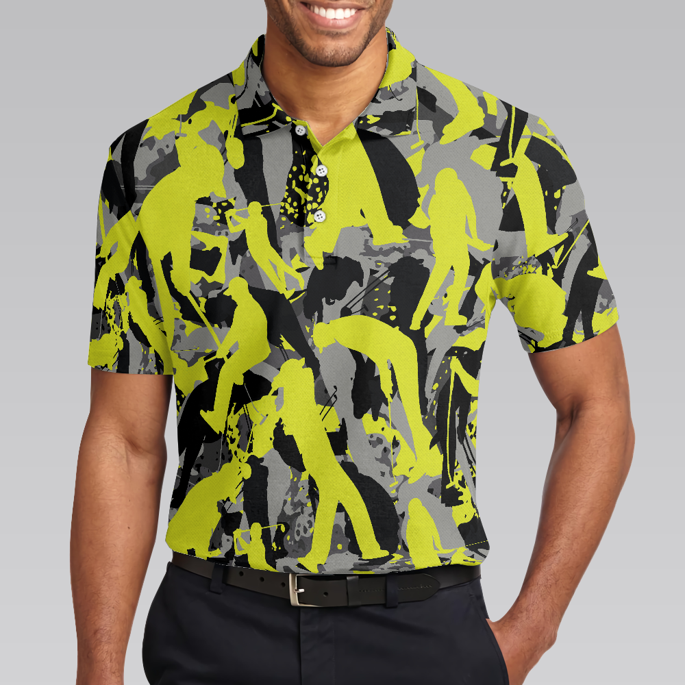 Yellow Silhouette Golfing Polo Shirt